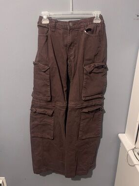 PacSun Men's Dark Brown Cargo Pants with Multiple Pockets